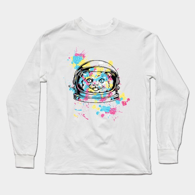 Space Cat Long Sleeve T-Shirt by eufritz